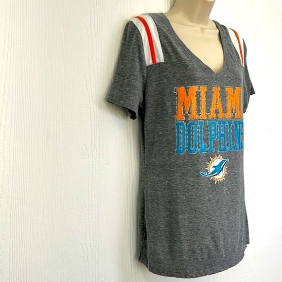 Team Apparel - Miami Dolphins Studded Bling Gray Short Sleeve T Shirt Size Large - Picture 4 of 10